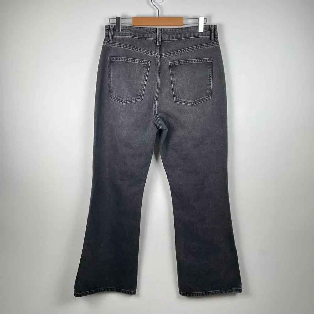 Topshop Jeans Womens 10 Black High Waist Wide Leg Kick Flare 32 waist Grunge y2k
